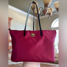 Versace Nylon Fuscia Large Tote & Dust Bag! Brand New With Dust-Bag! Versace Purple Bag, Versace Bag, Leather Weekender, Leather Weekender Bag, Vintage Versace, Weekender Tote Bag, Quilted Tote Bags, Travel Tote Bag, Monogram Tote