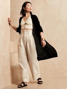 Linen-Blend Duster Cardigan | Banana Republic Duster Cardigan Outfit, Duster Outfit, Black Duster, Half Cardigan, Duster Cardigan Sweater, Longline Cardigan, Cardigan Outfits, Duster Cardigan, Long Sweaters Cardigan