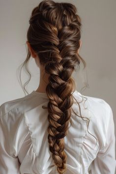 Dutch Braid Brown Hair, Long Braid Aesthetic, Messy Long Hairstyles, French Braid Wedding Hair, Braid Reference, Braided Hairstyles Long Hair, Regency Era Hairstyles, Messy French Braid, Cute French Braids