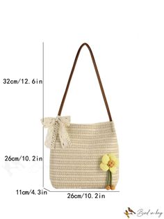 BirdinBag - Spacious Straw Shoulder Bag with Twilly Scarf - Perfect for Your Vacation Cream Handheld Shoulder Bag For Gift, Beige Square Bag As A Gift, Beige Square Bag For Gift, Square Beige Bag For Gift, Beige Handheld Shoulder Bag As Gift, Handheld Beige Shoulder Bag For Gift, Beige Handheld Shoulder Bag For Gift, Casual Square Shoulder Bag For Gift, Beige Handheld Bag For Gifts