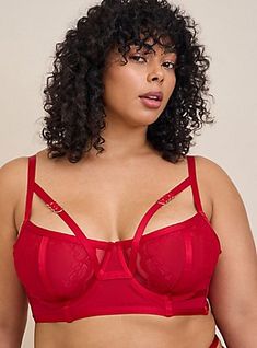 Straps And Lace Underwire Bra, JESTER RED Bra Image, Strappy Bralette, Red Bra, Lace Underwire, Black Lace Bra, Longline Bra, Racerback Bra, Matches Fashion, Strapless Bra