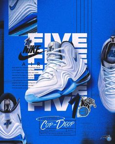 an advertisement for the nike air jordan shoe brand featuring sneakers and shoes on display in front of a blue background