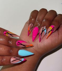 90a Nails, Summer Stiletto Nails, Stilleto Nails Designs, Wow Nails, Sassy Nails, Stiletto Nails Designs, Short Acrylic Nails Designs