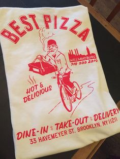 a white t - shirt with the words best pizza on it