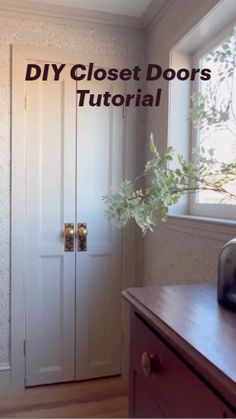 an empty room with a vase on the dresser