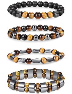 PRICES MAY VARY. ABOUT DESIGH--Designed for adults to decorate their wrist,looking more personalized and attractive.Geometric shaped beads surround your wrist,looking unique,eye-catching and fashionable.Different colors to match any attire, style & mood. TIGER-EYE--The treasures of nature, the miracles of the earth, the unique gem structure, like the eyes of the elves, flickering.Adjustable, Elastic,Stretch of Four Style,with nylon for maximum strength,Comfortable to wear,worth your choice. ADJU Bead Bracelet For Men, Genuine Leather Bracelet, Chic Bracelet, Natural Stone Bracelets, Mens Beaded Bracelets, Agate Bracelet, Tiger Eye Stone, Eye Stone, Bracelet For Men