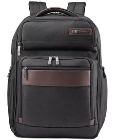 Samsonite - Kombi Large Backpack Business Backpack With Leather Trim In Brown, Business Brown Backpack With Leather Trim, Brown Leather Trim Backpack For Business, Brown Business Backpack With Leather Trim, Brown Leather Trim Business Backpack, Black Business Backpack Luggage, Backpack Reviews, Luggage Backpack, Well Groomed Men