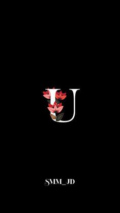 the letter u is made up of flowers and letters that appear to be capitalized