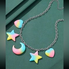 This Unique Pair Is A Wonderful Addition To Your Wardrobe And Your Style; Sure To Get Lots Of Compliments! Great For Valentine’s Day Or Anytime! Grunw16440004gd Multicolor Star Shaped Necklace, Trendy Multicolor Star Charm Necklace, Trendy Multicolor Star-shaped Jewelry, Trendy Multicolor Star Jewelry, Trendy Multicolor Star Shaped Necklace, Trendy Multicolor Star Necklace, Trendy Pink Necklace With Star Charm, Trendy Multicolor Jewelry With Heart Charm, Trendy Pink Jewelry With Star Charm