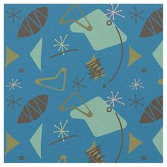 an image of a blue background with various items on it and snowflakes in the air