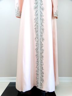 "This is an exquisite vintage silk gown beautifully detailed and hand beaded. It's in excellent condition! Measurements: Bust - 40\" Waist - 34\" Hips - 52\" Length - 56\" Tag Size - please refer to measurements This dress comes from a pet-free and smoke-free home. If you would like more info or have any questions, please don't hesitate to ask!" Bead Sewing, Embellished Gown, Vintage Couture, Silk Gown, Beaded Gown, Couture Gowns, Rhinestone Bead, Pink Rhinestones, Dress Elegant