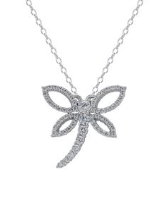 in stock Silver Dragonfly Necklace, Dragonfly Necklace, Dragonfly Pendant, Silver Necklaces, Silver Plate, Cubic Zirconia, Pick Up, In Store, Buy Online