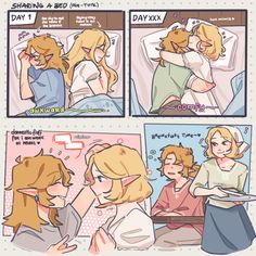 comic strip with two women in bed talking to each other