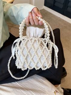 Bird in Bag - Faux Pearl Beaded Satchel Bag Bead Handbag, Sewing Soft Toys, Hand Beaded Bag, Teddy Bear Sewing Pattern, Boy Sewing, Bucket Purse, Pearl Bag, Beaded Handbag, Handbag Women