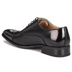 Whether you're going for an adventurous look with a burnished plum finish or a more classic style with black, these Gino Vitale Lace-up Cap Toe Dress Shoes will set off any outfit. These shoes will give you confidence to stroll into any business meeting or formal occasion. With its classic cap-toe design, this shoe will be your new wardrobe staple. Get a luxury look at an affordable price and step into style with Gino Vitale. Heel type: Block Heel Heel height: 1 1/4-inch Platform height: 1/2 inc Purple Dress Shoes, Sharkskin Suit, Casual Oxford Shoes, Toes Designs, Oxford Dress Shoes, Cap Dress, Rubber Shoes, Business Meeting, Heel Type