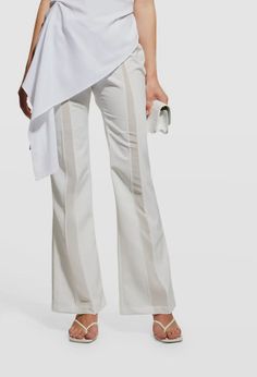 $840 Rhude Women's White Low-Rise Bootcut Trousers Pants Size S Description Rhude White Low-Rise Bootcut Trousers Pants acontrast stripe down the legs Side seam pockets; back welt pockets Fitted through the hip; 100% polyester dry clean About Us We sell only 100% authentic clothing from new with tags to gently used. We have a 100% authentic or money back guarantee on every item we sell. Items are listed daily so make sure to put us on your favorite! We have been in business for over 10 years selling tens of thousands of designer items. We strive to meet your designer needs at a quality price! Payment Shipping Returns Payment accepted via paypal, credit/debit card. Shipping is usually within 24 hours of purchase (M-F). Super fast service. Tracked delivery. 100% satisfaction guaranteed. Plea White Flared Formal Bottoms, Elegant Striped Wide-leg Pants, Elegant Striped Wide Leg Pants For Summer, Elegant Striped Wide Leg Dress Pants, Elegant Striped Wide-leg Dress Pants, Elegant Striped Long Pants, Elegant Striped Dress Pants For Spring, Elegant Striped Pants For Spring, Bootcut Trousers