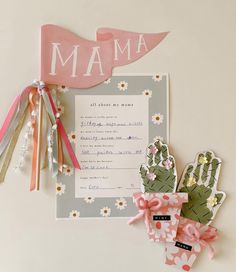 a mother's day card with paper flowers and cactus decorations