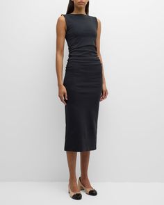 High Neck Midi Dress, Contemporary Dresses, Daytime Dresses, Sportswear Brand, Knit Midi, Knit Midi Dress, Veronica Beard, Black Midi Dress, High Neckline