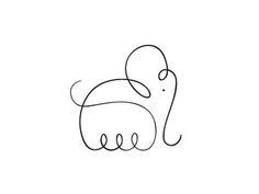 an elephant is drawn in one line on a white background with the word love written across it