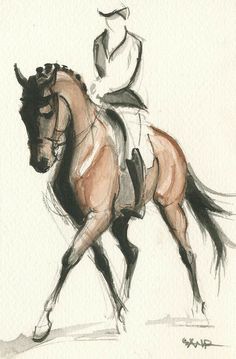 a drawing of a person riding on the back of a horse