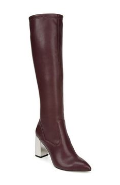 Streamlined, contemporary style defines a knee-high boot fashioned with a pointy toe and lofty block heel. 1 1/4" heel 15 1/2" shaft; 15 1/2" regular calf circumference 15 1/2" shaft; 16 1/2" wide calf circumference Back zip closure Synthetic upper and lining/rubber sole Imported Women's Shoes Tall Evening Boots For Fall, Tall Knee-high Boots For Evening In Fall, Knee-high Boots For Evening In Fall, Sleek Tall Heeled Boots For Fall, Tall Platform Boots For Fall, Sleek High-shaft Boots For Fall, Sleek Fall Knee-high Boots With High Shaft, Sleek High Shaft Heeled Boots For Fall, Tall Knee-high Boots For Fall Formal Events