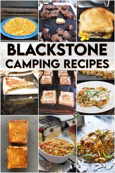 black stone camping recipe collage with images and text overlay that reads, blackstone camping recipes