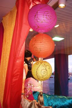 These paper lanterns were great fun to decorate. If we have time we will include a tutorial for how to make your own later this week. Bollywood Baby Shower, Homecoming Decorations, Jordan Baby Shower, Movies Bollywood, Bollywood Theme