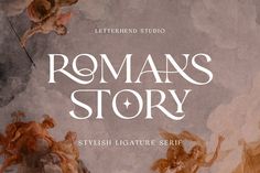 the title for roman's story, with an image of angels flying above it