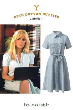 Beth Dutton Outfits from Season 5 Yellowstone Style, Denim Dress Outfit, Yellowstone Series