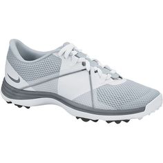 the nike zoom golf shoe is white and grey