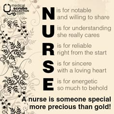 a poster with the words nurse written in black and white, on a beige background