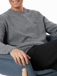 Man crewneck grey sweaterSt. Barth embroideryRibbed collar bottom and cuffsRegular fitTrue to sizeSt. Barth logo on the sleeveComposition: 100% wool Classic Gray Sweater With Ribbed Cuffs, Classic Crew Neck Sweater With Embroidered Logo, Classic Gray Sweatshirt With Ribbed Collar, Classic Gray Crew Neck Sweater, Gray Crew Neck Sweater With Embroidered Logo, Men Crewneck, Barbour Steve Mcqueen, Chloe Purses, Saint Barth