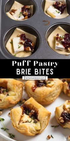 puff pastry bites with cranberry sauce in the middle