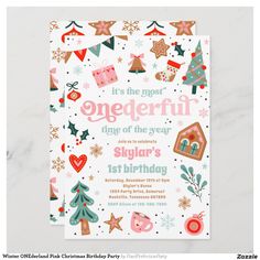 a birthday card with christmas decorations on it