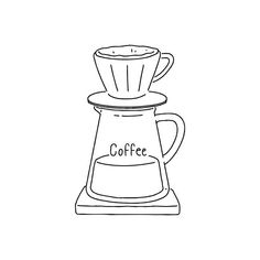 a coffee maker with the word coffee on it's front and bottom part in black ink