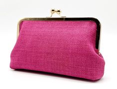 Raspberry Pink Magenta Woven Kiss Lock Clutch Purse/wedding - Etsy Pink Clutch Coin Purse With Removable Pouch, Pink Formal Pouch, Formal Pink Pouch, Pink Rectangular Wedding Pouch, Pink Pouch Wallet For Evening, Pink Rectangular Pouch For Formal Occasions, Elegant Pink Wallet With Zipper Pouch, Pink Rectangular Wallet For Party, Elegant Pink Pouch Wallet