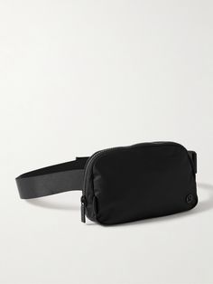 a black fanny bag on a white background