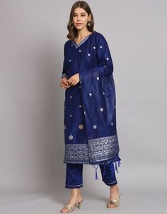 Trendy Fashioner Readymade Suit Collection Processing Time : 20-25 Business Days Work : Printed & Embroidered Work Fabric:Top : Cotton Silk Bottom : Cotton Silk Dupatta : Chanderi Cotton Silk Color:Top : Royal Blue Bottom : Royal Blue Dupatta : Royal Blue Note : Properly care for your clothing by following care instructions Blue Dupatta, Suit Collection, Silk Bottoms, Moroccan Caftan, Green Bottom, Silk Dupatta, Hip Dress, Day Work, Black Bottoms