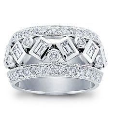 a white gold ring with diamonds on it