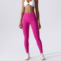 78% Nylon. 22% Spandex Soft. comfortable. skin friendly 4-way stretch. breathable and sweat-wicking Squat-proof Seamless front. unrestricted Deep V-lock waist design at back. no drop-in stall Ruched hips to accentuate peach buttocks Perfect for both sports activities and daily life Custom Sportswear, Ruched Leggings, Sky Pink, Black Bathing Suits, Legging Sport, Strapless Bandeau, Black Swimwear, Compression Pants, Yoga Set