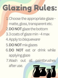 a poster with instructions on how to use glazing rules