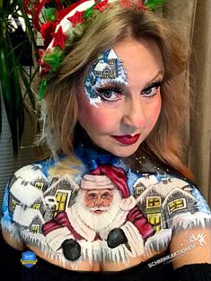 Santa Claus Makeup, Max Makeup, Makeup Christmas, Art Makeup, Winter Makeup, Face Paintings, Christmas Makeup, Christmas Hair