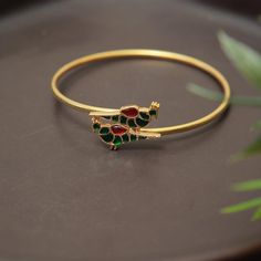 Festive Temple Jewelry Metal Bangle, Enamel Bangles Gold Indian, Elegant Gold Bangle With Peacock Design, Peacock Design Gold Bracelets, Gold Peacock Design Bangle Bracelet, Womens Silver Jewelry