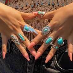 Western Rings, Vintage Turquoise Ring, Western Nails, Inlay Jewelry, Blue Stone Ring, Stylish Bracelet, Western Jewelry, Turquoise Rings, Finger Rings