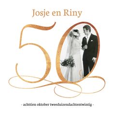 the 50th anniversary card features an image of a bride and groom