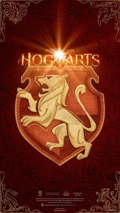 the hogwarts movie poster with an image of a lion on it's back