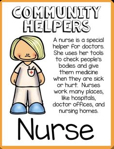 a poster with the words nurse and an image of a child in white shirt, blue pants