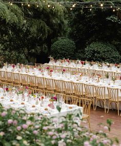 tables set up for an outdoor wedding reception