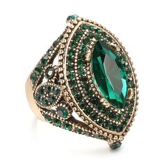 PRICES MAY VARY. Unique big size Turkish women ring. The length of this ring is 32mm(1.26inch), please pay attention on the size before purchase Antique gold plated alloy Embedded many green crystals and resin Elegant statement rings for women and girls, available size: 6, 7, 8, 9,10 Ideal gift choice for Christmas, Valentine’s Day, Mother’s Day, Birthday Boho Jewelry Gold, Ethnic Wedding, Antique Ring, Green Crystal, Women Vintage, Jewelry Gold, Ring For Women, Vintage Look, Boho Jewelry