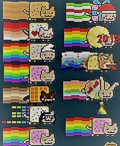 an image of pixel art with many different colors and patterns on it's surface